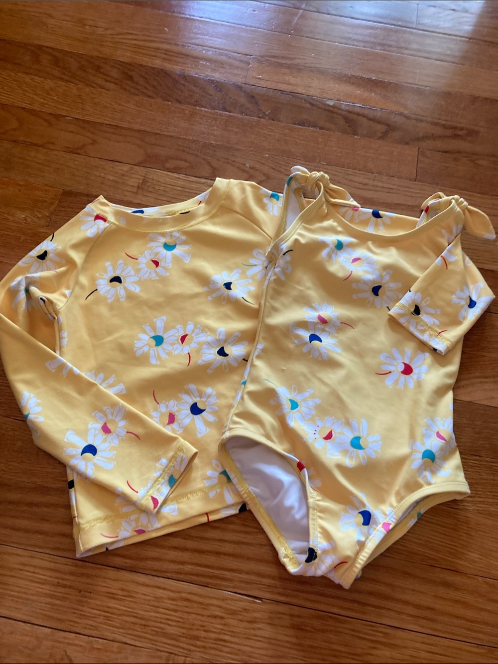 Hanna Andersson Yellow Daisy One-Piece Swimsuit with Shoulder Ties